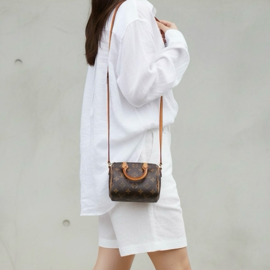Include Entrupy Certificate of Authenticity|Good ( Rank AB)|Louis Vuitton Monogram Nano Speedy Shoulder Bag|S26060131