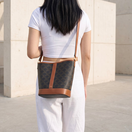 Include Entrupy Certificate of Authenticity|Good ( Rank AB)| Celine Triomphe Bucket Bag|S26080604