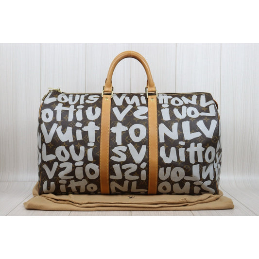 Good ( Rank AB)| LV Monogram Graffiti Keepall 50 Stephen Sprouse Limited Edition|P25082708
