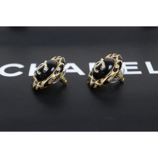 Very Good ( Rank A) | CHANEL A22P Coco Mark Rhinestone Golden Earrings Made In 2022Year|26020604