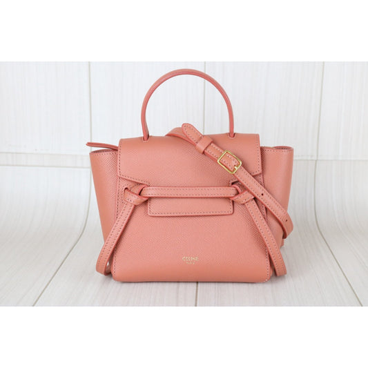 Very Good ( Rank A)|CELINE Calf Leather Belt Pico Handbag Shoulder Bag Terracotta|X25110603