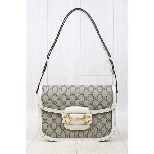 Very Good ( Rank A) |GUCCI GG Campus 1955 White Beige Shoulder Bag|P24092402