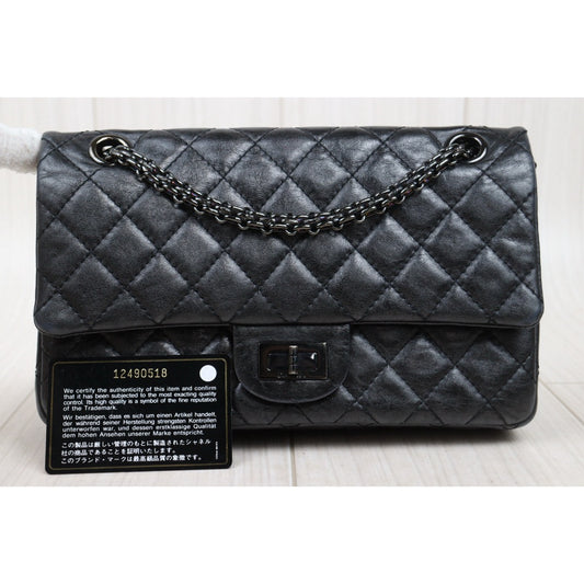 Good ( Rank AB)| CHANEL 2.55 Matelasse So Black Chain Shoulder Bag Small Made in 2008-2009 Year|V25021910