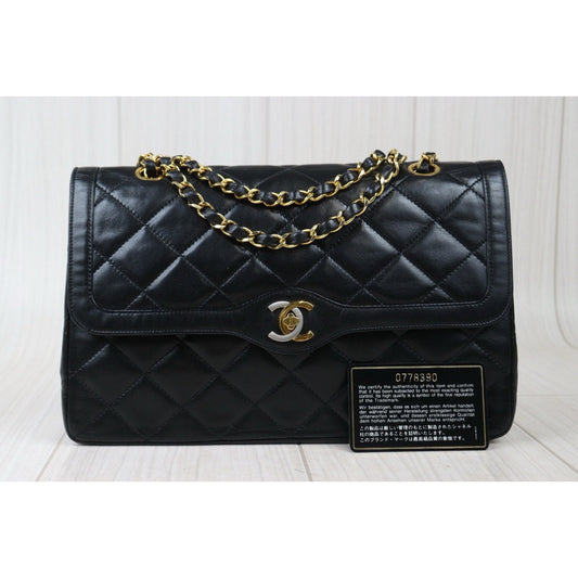 Rank A | CHANEL Paris Limited Series Matrasse Classic Double Flap 28 Shoulder Bag Black Made In 1986-1988Year|24071906