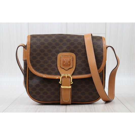 Rank A| CELINE Macadam Shoulder Bag |V24061338