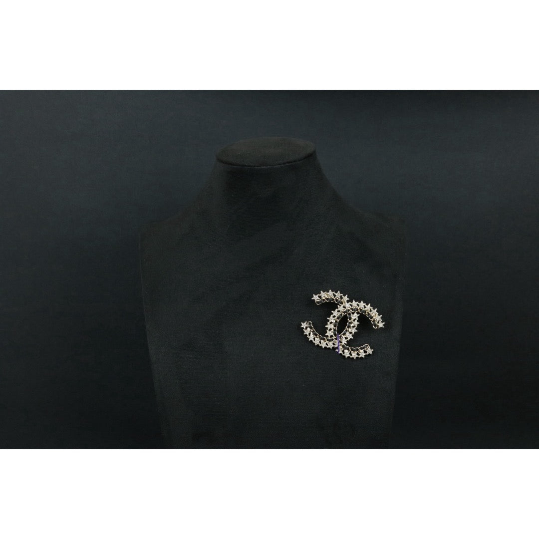 Include Authentic Detective Certificate of Authenticity|Very Good ( Rank A)| CHANEL B23C Vintage Coco Mark Rhinestone Brooch |S26062303
