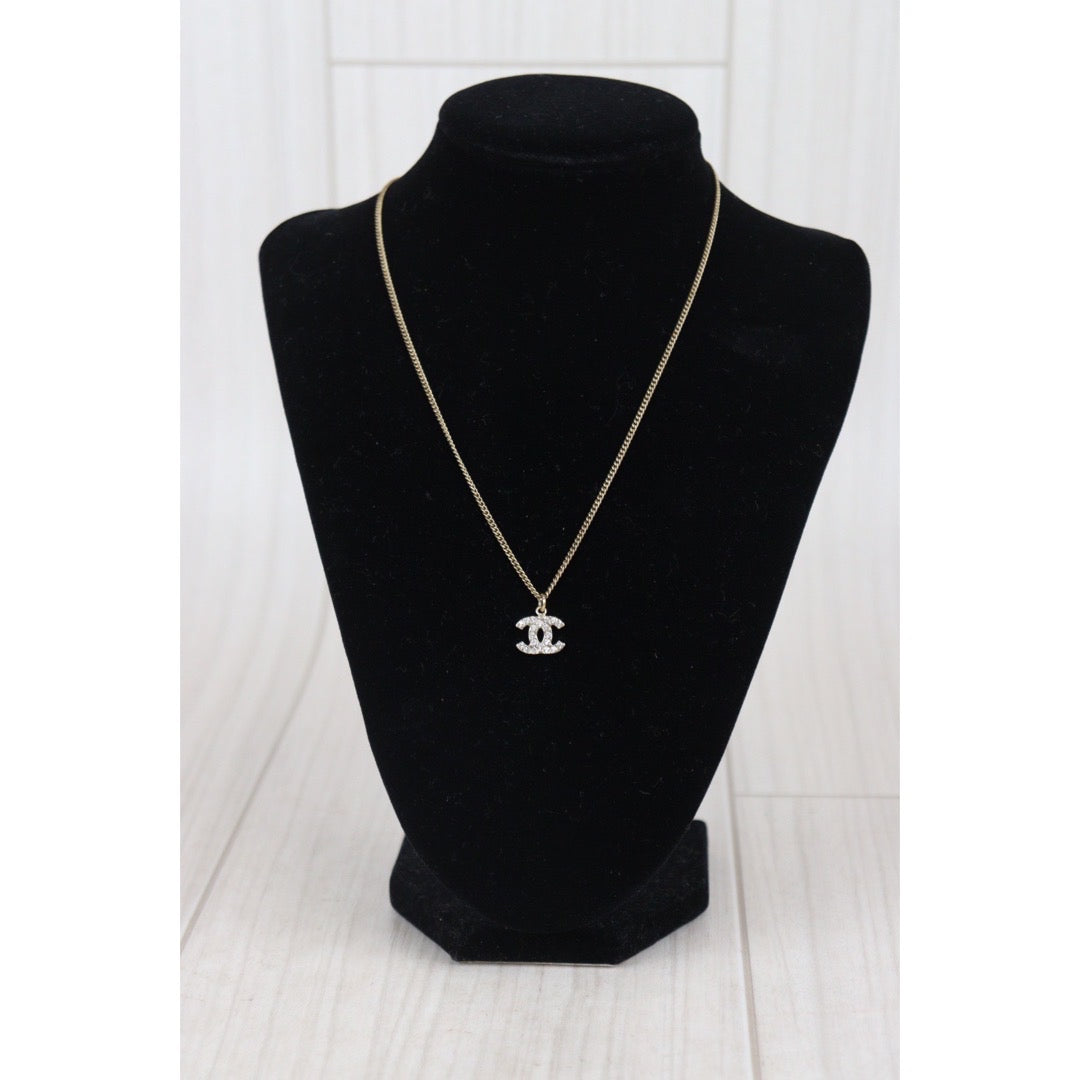 Rank A | Chanel Vintage Coco Mark Double-Sided Diamonds Necklace Gold Made In 2004 Year|V23092129
