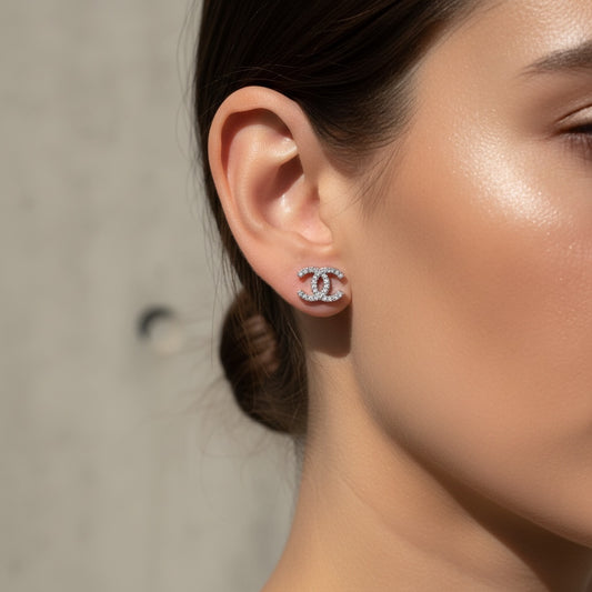 Include Authentic Detective Certificate of Authenticity|Very Good ( Rank A)| CHANEL A14V COCO Mark Rhinestone Earrings Made In 2014Year|S26050712
