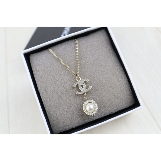 Very Good ( Rank A)| CHANEL Coco Mark Chain Pearl Rhinestone Chocker Necklace|H25011309