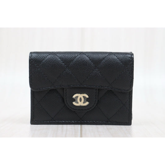 Very Good ( Rank A)|Chanel Caviar Skin Black Wallet Made In 2019-2020Year |25042413