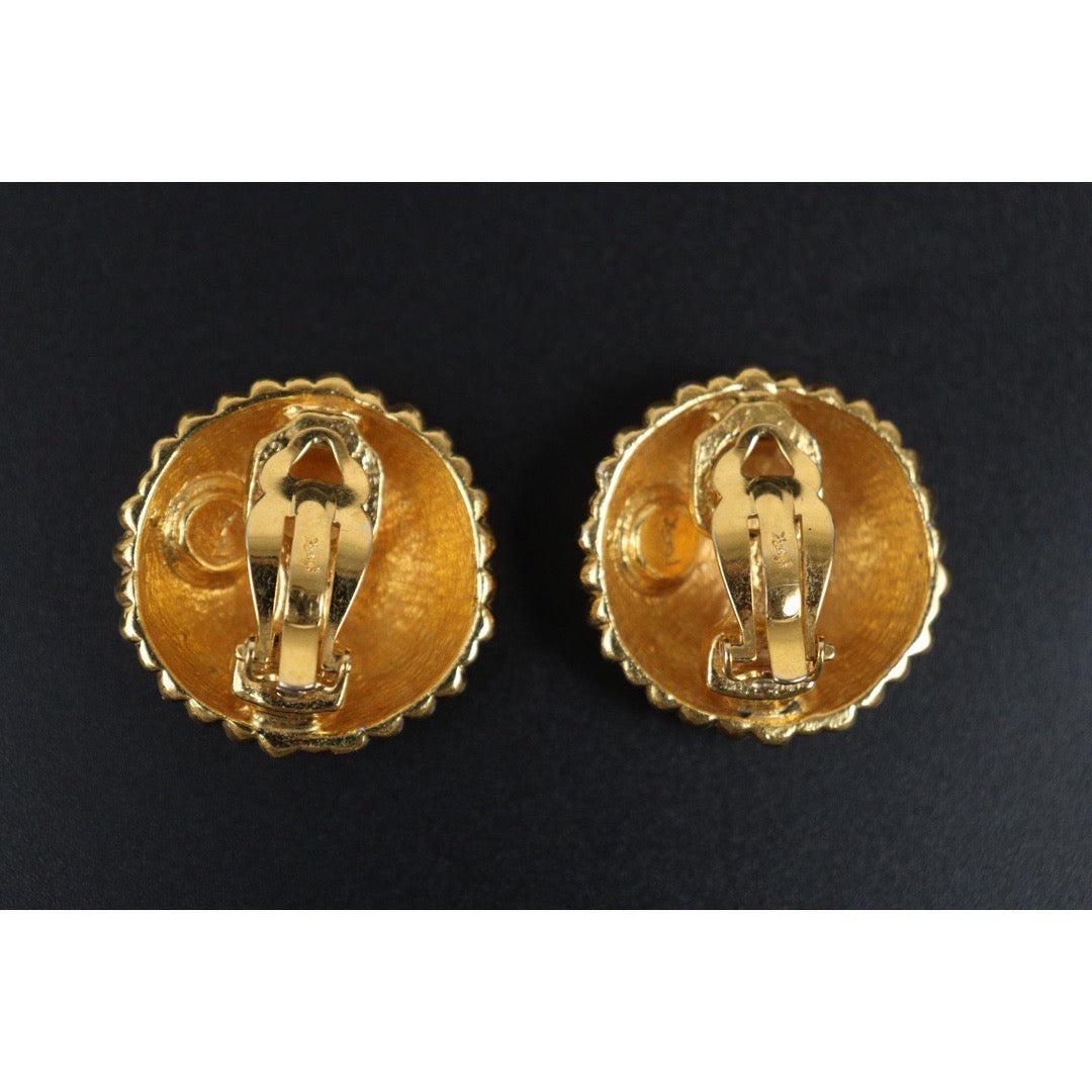 Rank A |Yves Saint Laurent Gold 24 Plated Earrings |Q24041503
