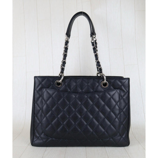 Include Entrupy Certificate of Authenticity|Very Good ( Rank A) | CHANEL Caviar Skin Matrasse Chain GST Tote Bag Black Made In 2014-2015Year|S25121115