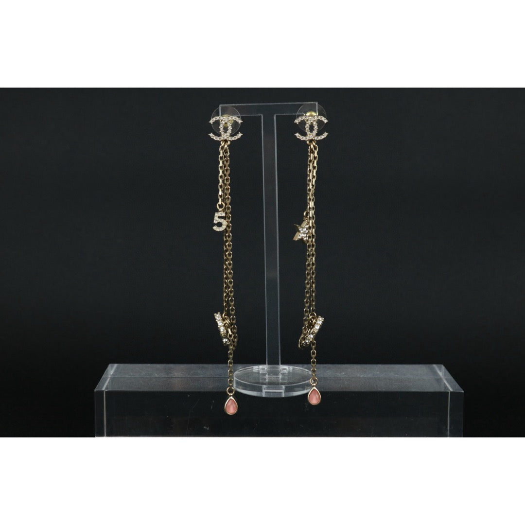 Excellent(Rank SA)| CHANEL Coco Mark Rhinestone star Pearl Earrings |X25041302