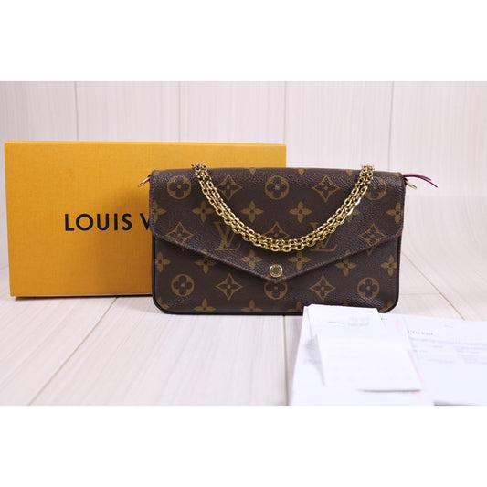 Rank A|LV Monogram Pochette Felicie Shoulder Bag|S24030411