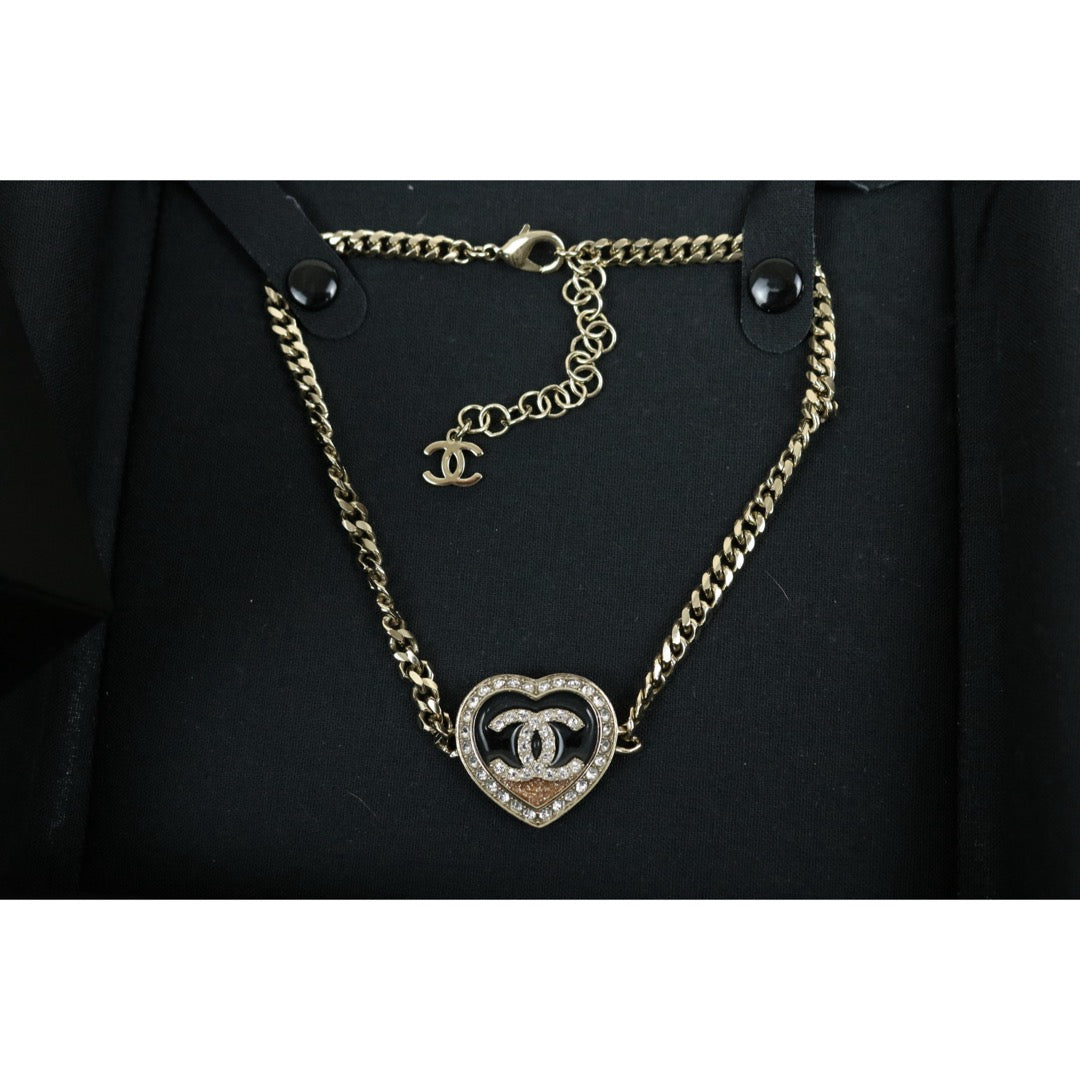 Include Authentic Detective Certificate of Authenticity|Excellent(Rank SA)| CHANEL Coco Mark Rhinestone Chocker Necklace|X24121803