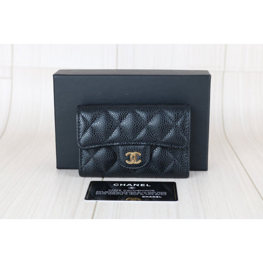 Very Good ( Rank A)|Chanel Caviar Skin Card Holder Black Made In 2018-2019Year |X25072603