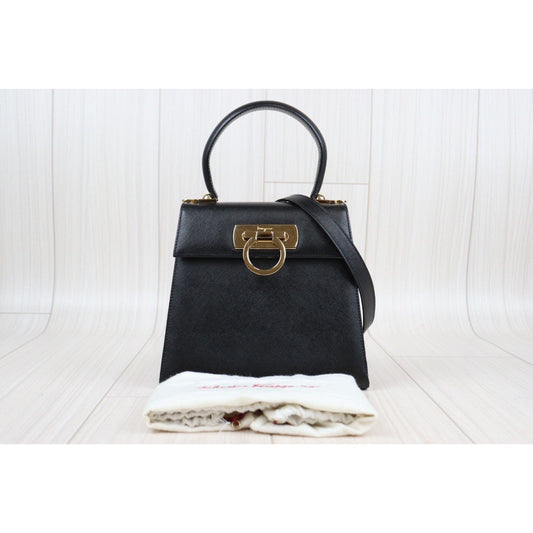 Rank A |Ferragamo Gancini 2WAY Handbag Shoulderbag|24011832