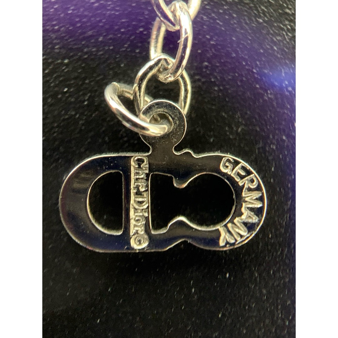 Very Good ( Rank A) | Dior CD Rhinestone Necklace Silver |V25121115