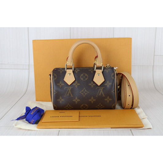 Very Good ( Rank A)|LV Monogram Nano Speedy Shoulder Bag|W25092601
