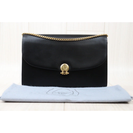 Rank AB |Dior Vintage Calfskin Shoulder Bag Black |24052309