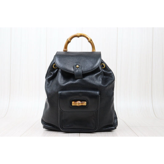 Good ( Rank AB)|GUCCI Bamboo Leather Mini Backpack Back|25010913
