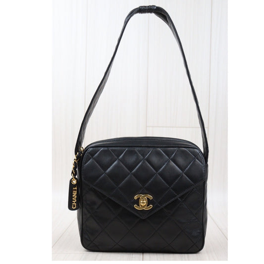 Rank A| CHANEL Matrasse Lamb Skin Shoulder Bag Black |24041122