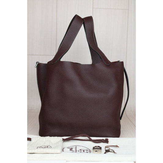 Excellent(Rank SA)| Hermes Picotin Lock 22 TC Leather HandBag Brown Ystamp |S24072107