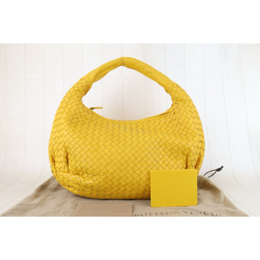 Good ( Rank AB)| Bottega Veneta Lamb Skin Braid Hobo Shoulder Bag Yellow|S25103001