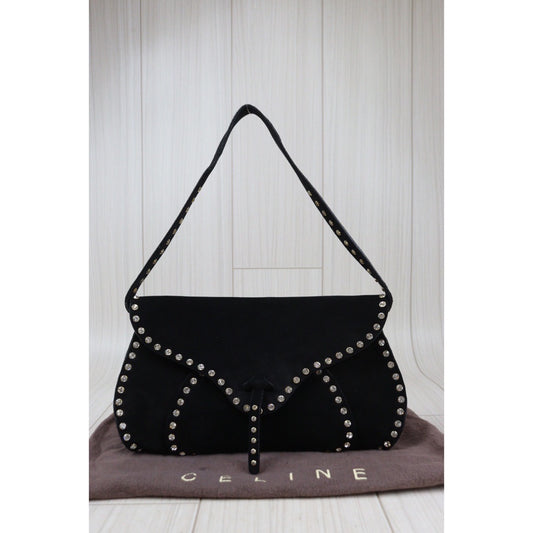 Good ( Rank AB) | CELINE Suede Shoulder Bag Black|Q24030742