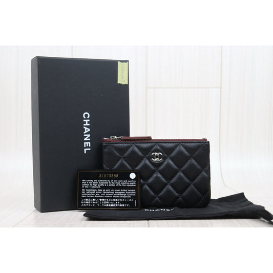 Excellent(Rank SA)|CHANEL Lambskin Card Holder Black Made In 2021 - 2022 Year|V25032017