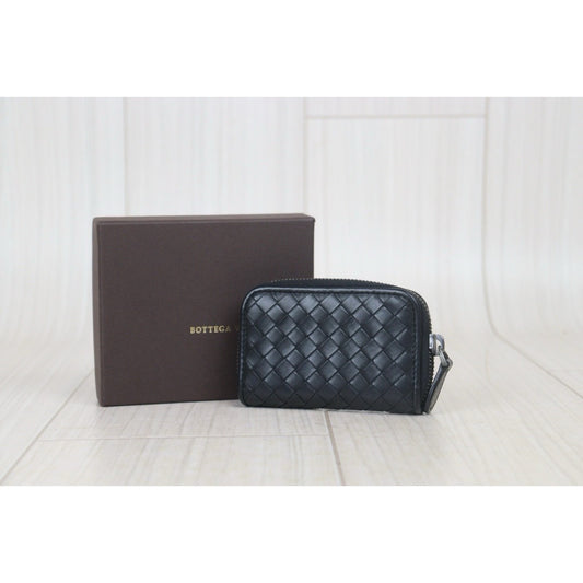 Very Good ( Rank A)| Bottega Veneta Leather Black Wallet Card Holder Coin Purse|24092009