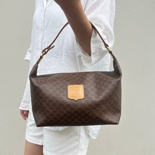 Include Entrupy Certificate of Authenticity|Very Good ( Rank A)| CELINE Macadam Walking Handbag |26061205