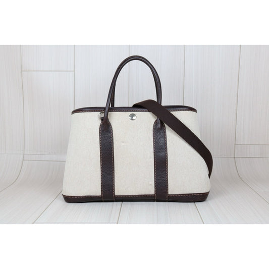 Good ( Rank AB)| HERMES Garden Party TPM Handbag With Shoulder Strap □H Stamp Made In 2004 Year|S24090502