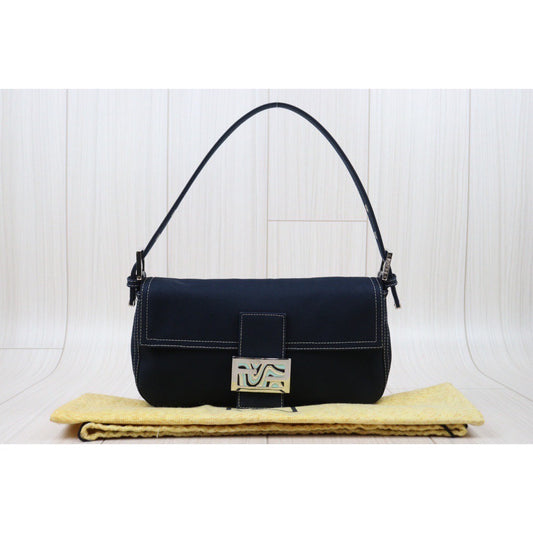 Rank A | FENDI Denim Baguette Shoulder Bag |24042509
