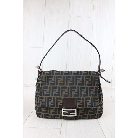 Include Entrupy Certificate of Authenticity|Good ( Rank AB)| FENDI Zucca Mamma Baguette Shoulder Bag |S26041201