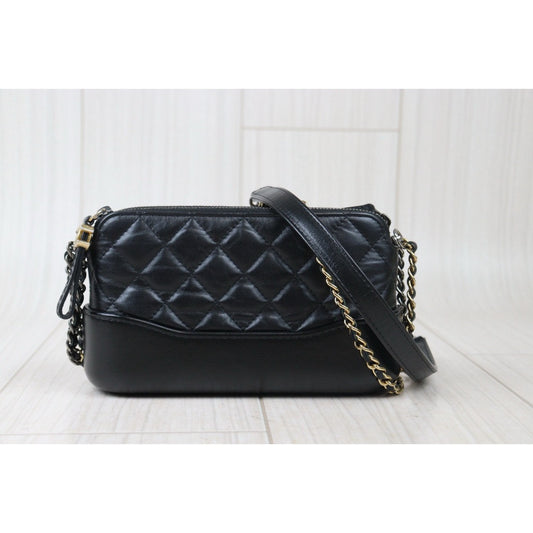 Very Good ( Rank A)|CHANEL Mini Gabrielle Aged Calfskin Shoulder Bag Black Made in 2018-2019Year|S24071404