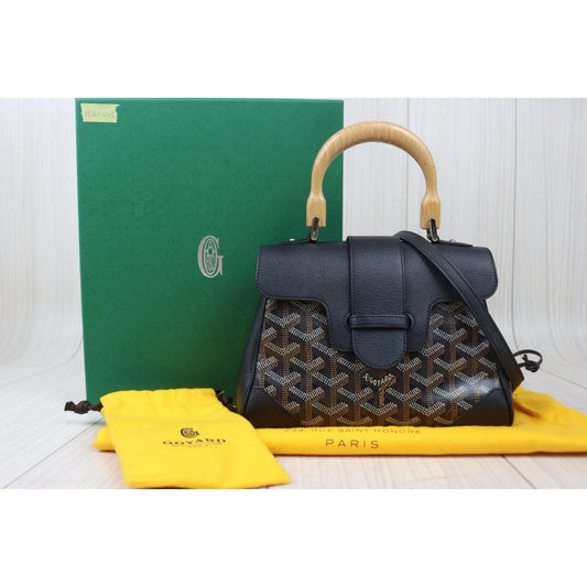 Very Good ( Rank A)| Goyard Mini Saigon Hand Bag With Shoulder Bag Black|H24112105