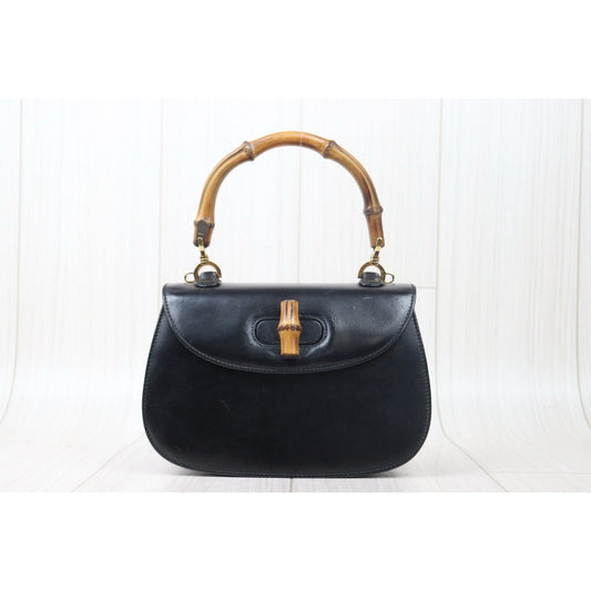 Good ( Rank AB)| GUCCI Bamboo Box Leather PM Black Hand Bag |P24110114