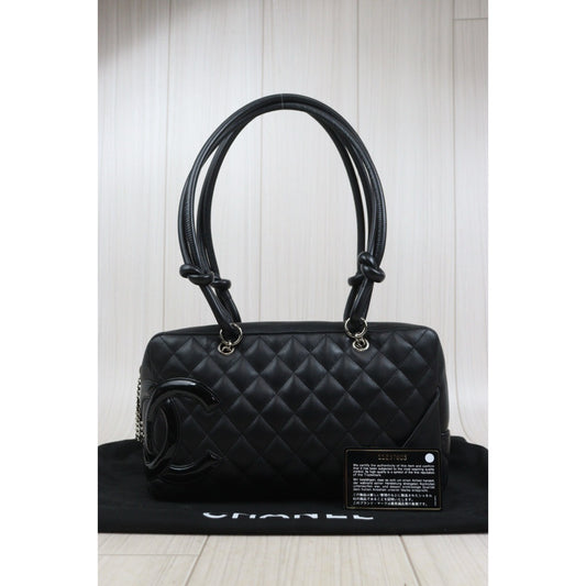 Very Good ( Rank A)| CHANEL Cambon Line Bowling Bag Black Made In 2006~2008 Year|25100705