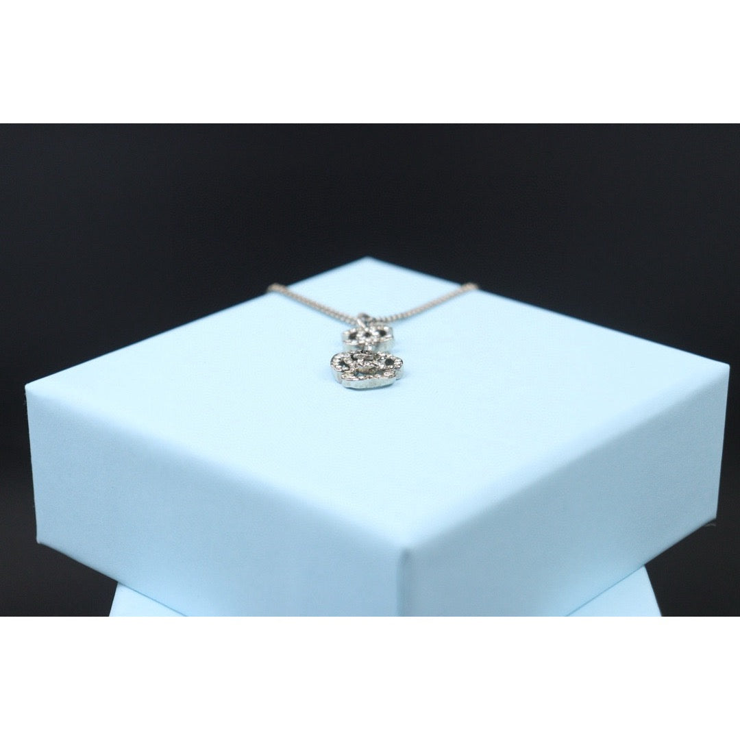 Very Good ( Rank A)| CHANEL COCO Mark Silver Plating Diamond Necklace |P24110119