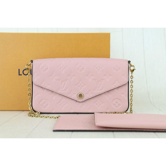 Very Good ( Rank A)|LV Monogram Empreinte Pochette Felicie Shoulder Bag Pink|S25103009