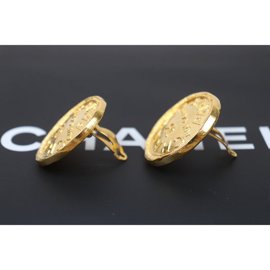 Rank A ｜CHANEL  Gold 24 Plated Earrings ｜Q24050947