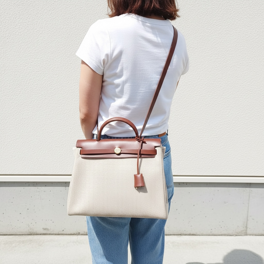 Include Entrupy Certificate of Authenticity|Very Good ( Rank A)| HERMES Herbag PM Shoulder Bag □E Stamp Made In 2001Year|26040807