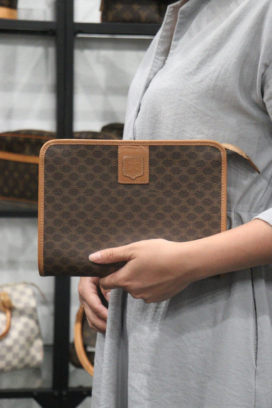 Rank AB| CELINE Macadam Clutch Bag |23082703