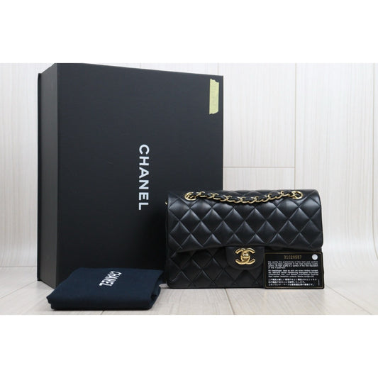 Excellent(Rank SA)| Full Set CHANEL Lamb Skin Matrasse Double Flap 23 Shoulder Bag Black Made In 2021-2022Year|S25081009