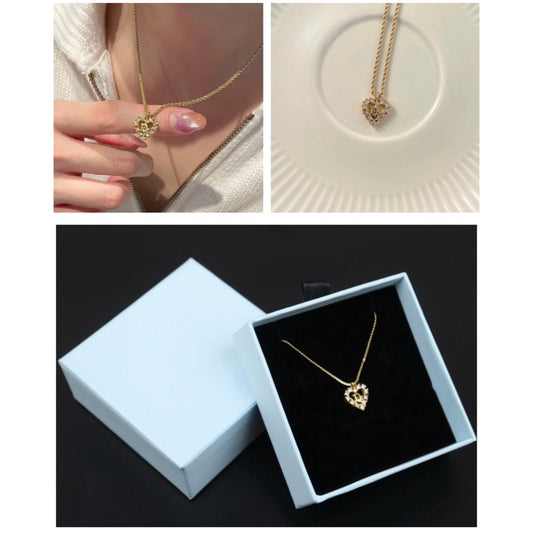 Very Good ( Rank A) | Dior Heart Rhinestone Necklace |25061220