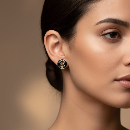 Include Authentic Detective Certificate of Authenticity|Excellent(Rank SA)| CHANEL B24C Golden Enamel Buttons Earrings Made In 2024Year|S26031012