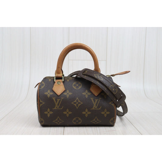 Good ( Rank AB)| LV Monogram Mini Speedy Handbag With Shoulderstrap|25092606