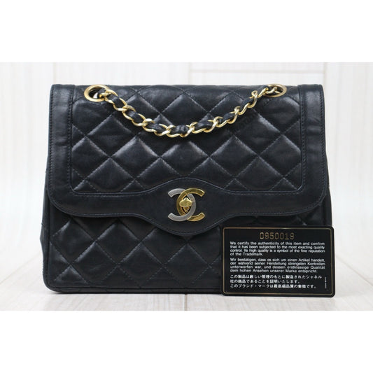 Good ( Rank AB) | CHANEL Paris Limited Series Matrasse Classic Double Flap 22 Shoulder Bag Black Made In 1986-1988 Year|P24110110