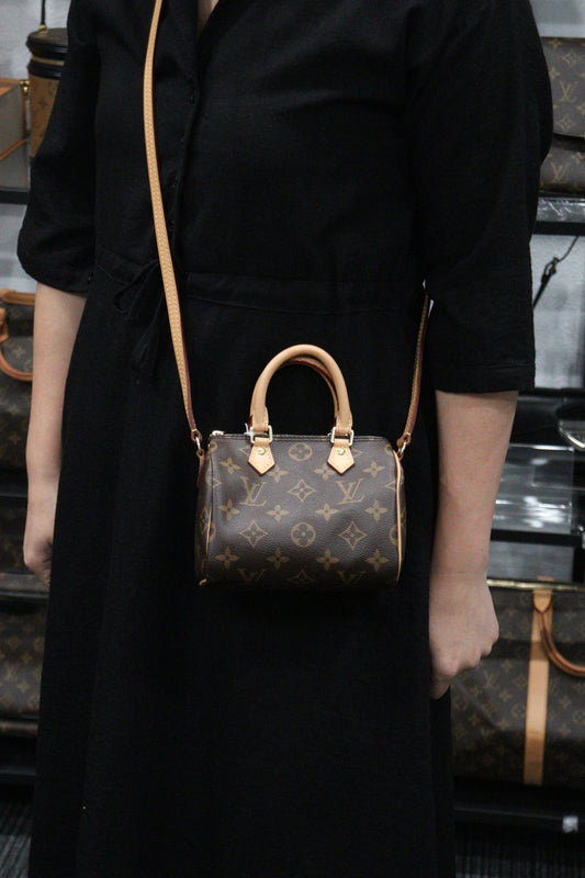 Rank A |LV Monogram Nano Speedy Shoulder Bag|23121904